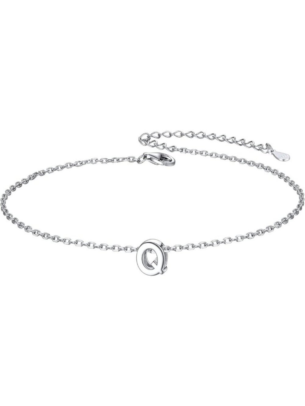 Letter Q Initial Bracelet 925 Sterling Silver Letter Bracelet Dainty